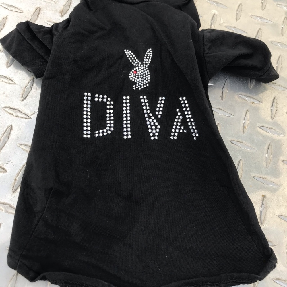 Black Playboy shirt dog pet crystal bunny diva